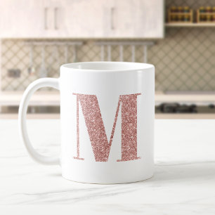 バラ金ゴールドフェイクグリッターモノグラムM コーヒーマグカップ