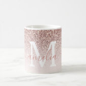 バラ金ゴールドフェイクグリッター質感グラデーションピンク コーヒーマグカップ (中央)