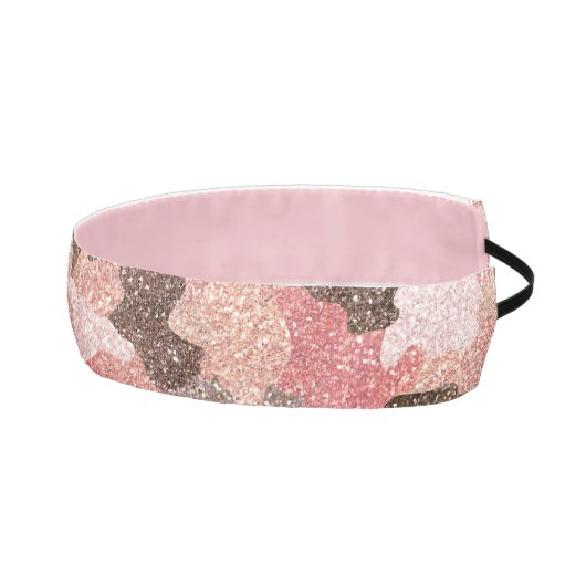 バラ金ゴールドフェイクグリッター迷彩柄ガーリーカモフラージュグラム アスレチックヘッドバンド (右)