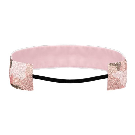 バラ金ゴールドフェイクグリッター迷彩柄ガーリーカモフラージュグラム アスレチックヘッドバンド (裏面)