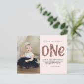 バラ金ゴールドフェイクグリッター1st誕生日ありがとう ポストカード (スタンド正面)