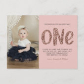 バラ金ゴールドフェイクグリッター1st誕生日ありがとう ポストカード (正面)