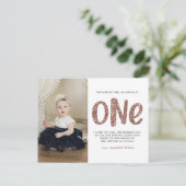 バラ金ゴールドフェイクグリッター1st誕生日サンキューポスト ポストカード (スタンド正面)