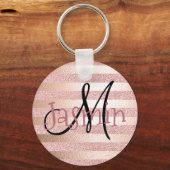 バラ金ゴールドフェイクグリッター&バラゴールドフォイルストライプズ キーホルダー (正面)