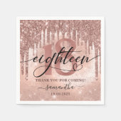 バラ金ゴールドフェイクグリッター&フォイル18thバースデーパーティー スタンダードカクテルナプキン (正面)