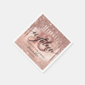 バラ金ゴールドフェイクグリッター&フォイル18thバースデーパーティー スタンダードカクテルナプキン (角)