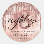 バラ金ゴールドフェイクグリッター&フォイル18thバースデーパーティー ラウンドシール (正面)