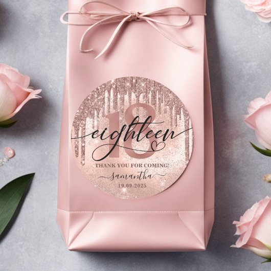バラ金ゴールドフェイクグリッター&フォイル18thバースデーパーティー ラウンドシール