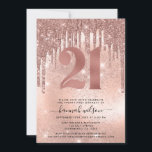 バラ金ゴールドフェイクグリッター&フォイル21st誕生日パーティー 招待状<br><div class="desc">トレンディーモダン21歳の誕生日パーティの招待状。デザインの特徴バラ金ゴールドグリッタードリップフェイク、ホイルとスパークリーグリッターの背景、トレンディーバラ金ゴールド詳細およびの番号21。</div>