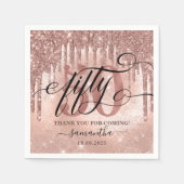 バラ金ゴールドフェイクグリッター&フォイル50thバースデーパーティー スタンダードカクテルナプキン (正面)