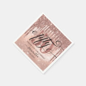 バラ金ゴールドフェイクグリッター&フォイル50thバースデーパーティー スタンダードカクテルナプキン (角)