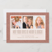 バラ金ゴールドフェイクグリッター | 3フォトホリデーカード シーズンカード (正面)