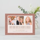 バラ金ゴールドフェイクグリッター | 3フォトホリデーカード シーズンカード (スタンド正面)