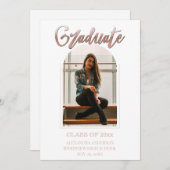 バラ金ゴールドフェイクフォイルアーチフレーム写真卒業An 案内状 (正面/裏面)