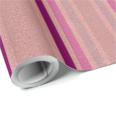 バラ金ゴールドフェイクフォイルグリッターピンクパープルストライプズ ラッピングペーパー (ロールコーナー)