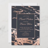 バラ金ゴールドフェイクフォイルマーブルSweet sixteen 招待状 (正面)