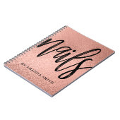 バラ金ゴールドフェイクフォイル爪、 ネイルアポイントメント ノートブック (左側)