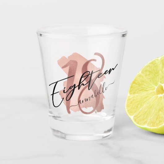 バラ金ゴールドフェイクフォイル18誕生日 ショットグラス (正面)