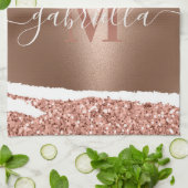 バラ金ゴールドフェイク及びグリッター キッチンタオル (折り畳み)