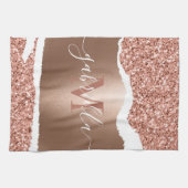 バラ金ゴールドフェイク及びグリッター キッチンタオル (横)