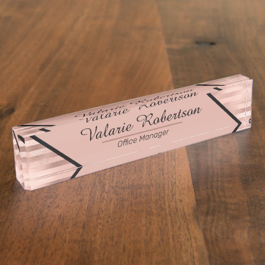 バラ金ゴールドフェイク箔剥ガーリー離 デスクネームプレート (側面)