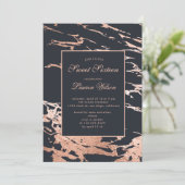 バラ金ゴールドフェイク箔大理石Sweet sixteen 招待状 (スタンド正面)