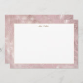 バラ金ゴールドフェイク箔熱帯葉モノグラム ノートカード (正面/裏面)