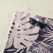 バラ金ゴールドフェイク箔熱帯葉モノグラム ビーチタオル (インサイチュ)