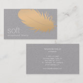 バラ金ゴールドフェザーエステティシャンスキンケアグレイ 名刺 (正面/裏面)