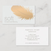 バラ金ゴールドフェザーエステティシャンスキンケア 名刺 (正面/裏面)