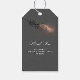 バラ金ゴールドフェザーエレガントウェディング ギフトタグ