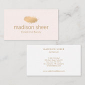 バラ金ゴールドフェザーライトピンクエステティシャンスキンケア 名刺 (正面/裏面)