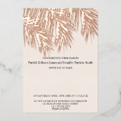 バラ金ゴールドフォイルエレガントパーム結婚ツリースクリプト 箔招待状 (正面)