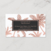 バラ金ゴールドフォイルグラムパームツリー化粧ヘアスクリプト 名刺 (裏面)