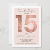 バラ金ゴールドフォイルスクリプト赤面キンセアニェラ写真 招待状 (正面)