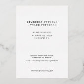 バラ金ゴールドフォイルモダンフォトウェディング日付を保存 箔招待状 (裏面)