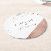 バラ金ゴールドフォイル大理石モダン結婚高級 ラウンドペーパーコースター (アングル)