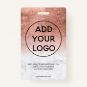 バラ金ゴールドフォイル大理石ロゴ従業員フォトパス バッジ (裏面)