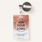 バラ金ゴールドフォイル大理石ロゴ従業員フォトパス バッジ (裏面リトラクタブル付き)