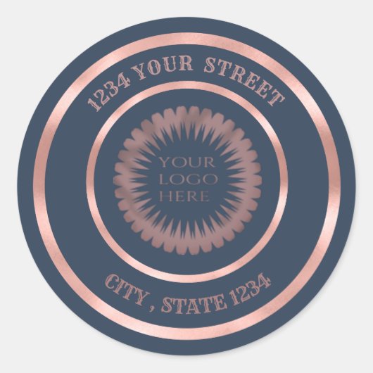 バラ金ゴールドフォイル差出人住所ビジネスカスタムロゴ ラウンドシール (正面)