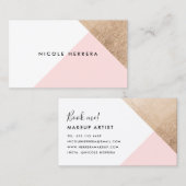 バラ金ゴールドフォイル幾何モダン赤面ピンク白 名刺 (正面/裏面)