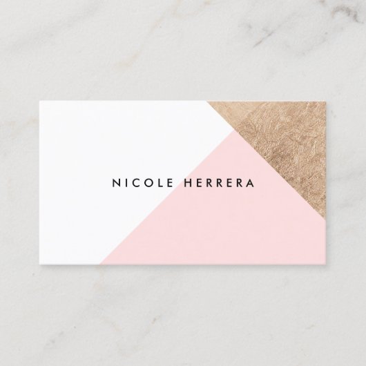 バラ金ゴールドフォイル幾何モダン赤面ピンク白 名刺 (正面)