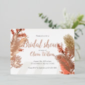 バラ金ゴールドフォイル葉ブライダルシャワー招待 箔招待状 (立ち正面)