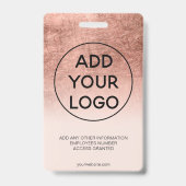 バラ金ゴールドフォイル赤面ピンクロゴ従業員のフォトパス バッジ (Back)