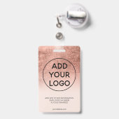 バラ金ゴールドフォイル赤面ピンクロゴ従業員のフォトパス バッジ (Back with Retractable)