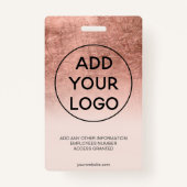 バラ金ゴールドフォイル赤面ピンクロゴ従業員のフォトパス バッジ (裏面)