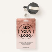 バラ金ゴールドフォイル赤面ピンクロゴ従業員のフォトパス バッジ (裏面リトラクタブル付き)