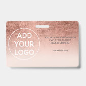 バラ金ゴールドフォイル赤面ロゴ従業員のフォトパス バッジ (裏面)