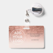 バラ金ゴールドフォイル赤面ロゴ従業員のフォトパス バッジ (裏面（伸縮クリップ）)