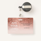 バラ金ゴールドフォイル赤面ロゴ従業員のフォトパス バッジ (裏面リトラクタブル付き)